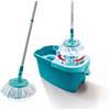 Leifheit Set Clean Twist Disc Mop Ergo mop pavimenti turchese, Lavapavimenti professionale flessibile a 360°, Mop rotante con manico regolabile