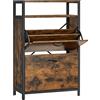 VASAGLE Scarpiera con 2 Scomparti a Ribalta, Portascarpe da Ingresso con Ripiano Aperto, Divisori Interni, per 8-12 Paia, 60 x 30 x 95 cm, Marrone Vintage e Nero LBS800B01