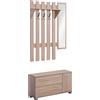 Homcom Set 3 Pezzi Scarpiera Appendiabiti e Specchiera per Ingresso, Mobile Ingresso in Legno|Aosom