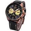 Vostok Europe Space Race Orologio da uomo cronografo con cinturino in pelle 20 ATM, Nero, cinghie