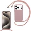 Belzsxy Cover per iPhone 17 Pro Max con Cordino, Custodia con Laccio Collana Tracolla Collo Liquido Silicone Antiurto TPU Antiurto AntiGraffio Case,Rosa Scuro