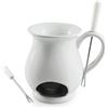 Swissmar Indulge F66327 Set di 4 tazze per fonduta di cioccolato, in ceramica/acciaio inossidabile, bianco, 125 ml, candela riscaldata, lavabile in lavastoviglie, in confezione regalo