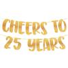 TOYVENTURES Festone dorato glitterato con scritta Cheers to 25 Years, decorazioni per feste di compleanno, 25 m, 25° anniversario di matrimonio, decorazione per celebrazioni, pre-infilato, non