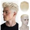MY-LADY Parrucca Uomo Frontale, Men's Hairline Toupet Capelli Frontale Uomo Protesi Capelli Umani, Base PU 0.04mm 4x18cm Naturale Invisibile 12g (#60, Biondo Platino)