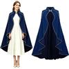 maxToonrain Costume medievale da donna, mantello corto in velluto verde, stile rinascimentale, con cappuccio, per Halloween, giornata mondiale del libro, costume da donna (blu, 110 cm)