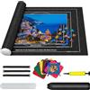 MIAOKE Tappetino puzzle per 1000, 1500, 2000, 3000 pezzi, tavolo puzzle arrotolabile, tappetino con 8 vassoi di smistamento, set di grandi supporti (nero)