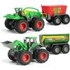 KARMOUNT Trattore e tagliaerba con rimorchio, giocattolo agricolo in metallo e plastica, con parti mobili e azionamento a frizione, per bambini dai 3 anni in su