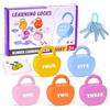 AOOSA 5 Set Serrature e Giocattoli Chiave, Giocattoli con Chiave Lucchetto | Chiavi Giocattolo Bambini con Lucchetto a Forma di Mela, Chiavi e Tessera, Montessori Set per lo sviluppo dai 3+ Anni