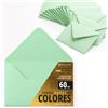 OFITURIA Buste di carta, buste piccole colorate, ideali per regali, lettere, biglietti, vari colori, dimensioni 75x120 mm, progettate per sorprendere e creare momenti speciali - Ofituria (verde, 60 pezzi)