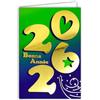 Afie 61-5854 Biglietto di auguri felice anno 2026 migliori auguri professionali aziendali oro lucido con busta bianca 12 x 17,5 cm - Auguri di successo felicità fortuna salute - Made in France