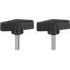 sourcing map Manopole ad ala a T M8 x 30 mm 55 mm, testa a T, nero, 2 pezzi | Metrico maschio filettato Stud, Manopola in plastica maniglie viti pollice, Mano serraggio manopola Grip Thumbscrew