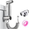 CHENGCKJ Doccetta da bagno, bidet in acciaio inox, per doccia, bidet, con doppia modalità (Jet/Stream) con tubo a molla, gancio per WC (G1/2 e G3/8) per igiene quotidiana e pulizia del bagno