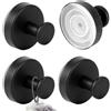 JABNOW Appendi Accappatoio Bagno 4 Porta Asciugamani Ventosa, Gancio Accappatoio Doccia in Acciaio Inox, Extra Forte Ganci Ventosa Bagno per Vetro Piastrelle Specchio, Senza Foratura, Nero