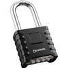 NOVLOCK Lucchetto a combinazione resistente - Arco lungo 5,9 cm - Lucchetto impermeabile da esterno a 4 cifre per cancelli, recinzioni, capanni, armadietti, armadi e depositi - 1 pezzo, nero