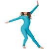 P&R DANCEWEAR LTD Tuta da ginnastica a maniche lunghe con staffa, perfetta per esibizioni e competizioni, Turchese, 11-12 Anni