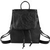 AfitLulu Zaino da donna in finta pelle, alla moda, con tasca con coulisse, piccolo zaino da donna vintage con tracolla regolabile, Nero , S