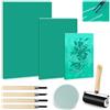 SUPRROW Set di 9 timbri in gomma per stampa linoleum, set di fogli in linoleum, formato A4/A5/A6, con strumenti per la scultura, per timbri fai da te, grafica