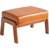 IBUYKE 10.2"H Piccolo Poggiapiedi Ottomane, Rettangolare in Pelle PU Sgabello con Sedile Imbottito e Gambe in Legno, Basso Poggiapiedi Ottomano Per Soggiorno Camera da Letto, Giallo-Marrone WBD013J