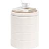 PINPLUS Sgabello Pouf Contenitore, Cassapanca Rotondo Ottomano con Contenitore, Pieghevole Poggiapiedi in Teddy 37x37x45 cm, per Soggiorno, Camera da Letto e Corridoio, Bianco