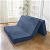 MAXYOYO Materasso Pieghevole in Velluto a Coste, Materasso da Pavimento Ripiegabile in Tre Spessore 15 cm con Rivestimento Lavabile, Pieghevole in Tre, Salvaspazio per Gli Ospiti (Bluestone, Singolo)