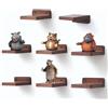 PHOENANCEE MITREL Piccoli Ripiani Galleggianti da Parete, Set di 8, Mensole Quadrate in Legno per Piccoli Oggetti, Mini Mensole da Appendere, 10,2 x 10,2 x 4 cm(Noce Chiaro)