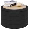 PINPLUS Sgabello Pouf Contenitore, Cassapanca Rotondo Ottomano con Contenitore, Pieghevole Poggiapiedi in Teddy Ø 56x40 cm, per Soggiorno, Camera da Letto e Corridoio, Grigio scuro