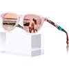 Carfia Occhiali da sole vintage da donna Polarizzati UV400 Protettivi per il viso piccolo Occhiali da sole in acetato CA5286
