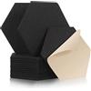 Rdutuok 12 pannelli acustici autoadesivi, 30 x 26 x 1 cm, esagonali, assorbitori acustici, pannelli acustici, da parete per studio, ufficio, studio e decorazione da parete (nero)