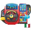 VTech Volante Turbo Pilota, Volante Bambini con Cruscotto Interattivo, Oltre 20 Giochi Educativi e 9 Circuiti, Schermo LCD, Clacson e Indicatore Direzione, Lingua Italiana, Batterie Incluse, 3-8 Anni