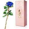 SWEETIME Rosa blu regalo per lei, rosa di cristallo K9 con biglietto di auguri in 3D, fiore eterno, rosa di cristallo per donne per compleanno, festa della mamma, matrimonio, San Valentino, Natale.