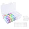 Flearitzo Diamond Painting Accessori - Scatola in Plastica da 64 Slots per Diamond Painting Organizer Trasparente con foglietti adesivi Diamond Painting Kit per Pittura Diamante per Glitter Strass Gioielli