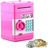 VEGOATY Bancomat, salvadanaio elettronico con password, scatola di salvataggio digitale, con carta di debito, banca salvataggio, risparmio di denaro con password Code Lock & Auto Money Scroll (rosa)