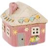 Shudehill Giftware Village Pottery - Portacandele in ceramica, collezione Pretty Garden Floral House, colore: rosa pastello