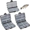 Esforzarse 3 Pezzi Scatola di Immagazzinaggio di Plastica Fishing Tackle Box, 9 e 12 Scomparti, Piccola Scatola per Accessori da Pesca, Ideale Per Esche E Attrezzature(Due grandi, un piccolo)