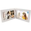 EXIN DEHCEN Cornice Doppia Pieghevole, Portafoto Pieghevole in Legno Doppia, Portafoto Doppio, Adatto a Famiglia, Amici, Decorazioni per la Casa, Matrimoni, Ufficio (Bianco, 2 x 10 x 15 cm)