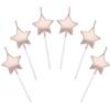 JUHONNZ Candeline Compleanno a Forma Stella,6 Pcs Particolari Candele di Compleanno a Forma Stellare per Decorazione della Torta di Feste di Compleanno e Matrimonio,Champagne