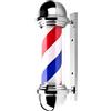 precious harvest Palo da Barbiere 51cm, rosso blu e bianco Barbershop luce rotante, insegne classiche per parrucchiere, sorgente luminosa a LED (Argento)