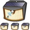 Giliwosy Luce Solare Led Esterno, 3 Modos IP65 Impermeabile Faretto LED da Esterno con Sensore di Movimento, Lampada Solare da Esterno per Giardino, Parete, Garage (4 Pezzi Bianco Caldo)