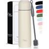 Milu Thermo Caffè Borraccia Termica - 1L, 750ml, 500ml - Termos Bottiglia Acqua per Vuoto in Acciaio Inox per Mantenere Caldo/Freddo (Crema di Burro, 1 Litro)