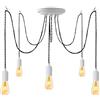 SHINY STAR 5 luci Lampada a sospensione industriale bianca, multiplo ragno soffitto lampadario con cavo intrecciato regolabile da 3 m, attacco lampadina E27 82302WH5