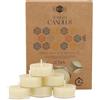 Danilovo Candele Decorative in Cera d'Api - Candele Naturali, Piccole Rotonde con Stoppini in Cotone - Durata: 4 Ore - Set di 12 Pezzi Cera D'api Naturale - Porta Candela in Plastica Riciclata - Danilovo