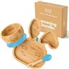 bamboo bamboo Piatto Baby & Ciotola Svezzamento Set, Ventosa per Pappa e Svezzamento, Piatto Coniglio Bamboo, Ciotola Toddler & Cucchiaio Baby, Piatti per Bambini da 6 Mesi (Coniglio, Blu)