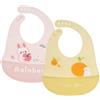 Vicloon Bavaglino in Silicone, 2 Bavaglini con Vaschetta di Raccolta, 6 Pulsanti Regolabili, Senza BPA, Bavaglini per Bambini, Facile da Pulire, Impermeabile per Neonati e Ragazze, Orso e Coniglio