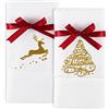 Quera Confezione da 2 asciugamani natalizi con renna natalizia, 100% cotone ricamato, decorazione di lusso per asciugare, pulire, cucinare, set regalo per le vacanze, 35 x 75 cm