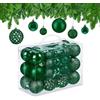 Relaxdays Palline di Natale, Set da 50, Addobbi Natalizi, Opache, Lucide, Glitterate, ∅ 3,4 e 6 cm, Decorazioni, Verde