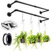 Yoiemivy Set di 2 barre da appendere con 4 ganci, colore nero, montaggio a parete, asta per vaso di fiori minimalista, in metallo, per finestre, pareti, soffitti, erbe aromatiche e giardino (vaso e
