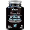Nu U Nutrition Griffonia 5-HTP 30% con Magnesio - 90 Capsule Vegetariane - Complesso a Base di Camomilla, Melissa, Vitamina D, B7 e B12, Cocco e Ciliegia Montmorency - Prodotto in Europa