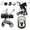 Lnhcrbs Passeggino 3 In 1 Con Seggiolino Auto, Stroller Reversibile Rivestito Con Zanzariera, Con Sacco A Mummia, Per Bambini fino a 4 Anni, Zanzariera, Passeggino One-Touch Con Seggiolino Auto