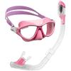 Cressi Moon Kid Maschera Subacquea, Unisex Bambini, Rosa/Lilla, 7-15 Anni + Mini Dry Snorkel, Unisex - Bambino, Trasparente/Rosa