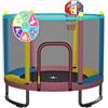Maxbinton Trampolino per bambini da 150 cm per interni/esterni - con rete di sicurezza, canestro da basket e accessori da gioco, regalo di compleanno e Natale per ragazzi e ragazze